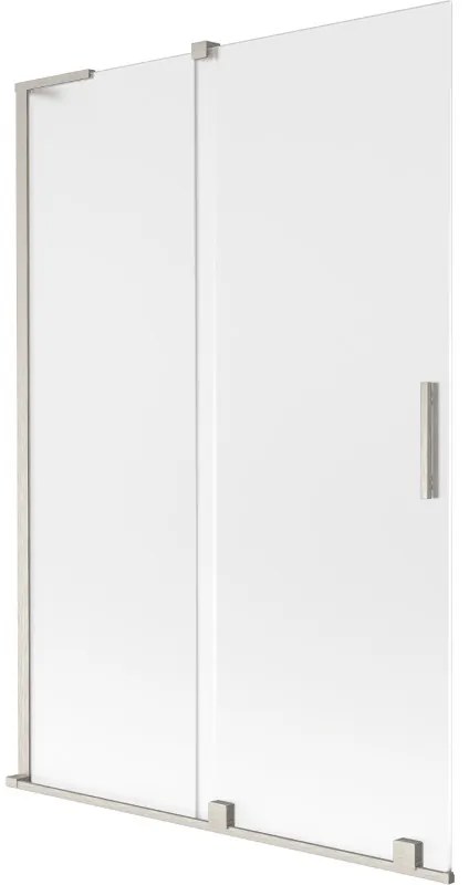 Mexen Velar L, 2-krídlová posuvná vaňová zástena 120 x 150 cm, 8mm sklo námraza, brúsená oceľ, 896-120-003-31-97