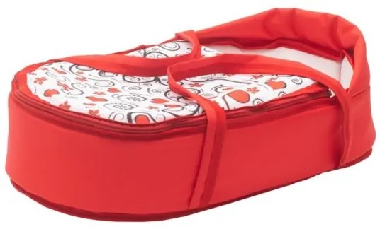 NEW BABY Detský Retro kočík pre bábiky 2v1 New Baby Anička červený so srdiečkami