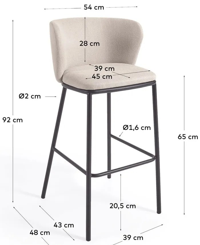 Béžová barová stolička (výška sedadla 65 cm) Ciselia – Kave Home