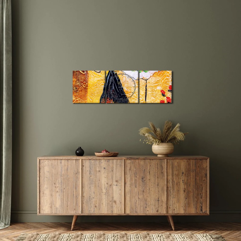 Obraz - Tancujúce baletky, olejomaľba (s hodinami) (90x30 cm)