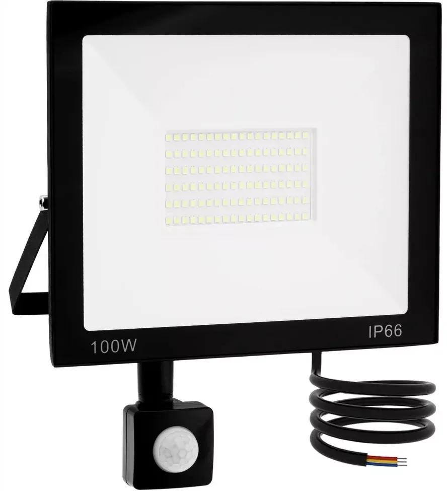 Pronett Halogénový LED reflektor, IP66, studená biela, 100W s pohybovým senzorom