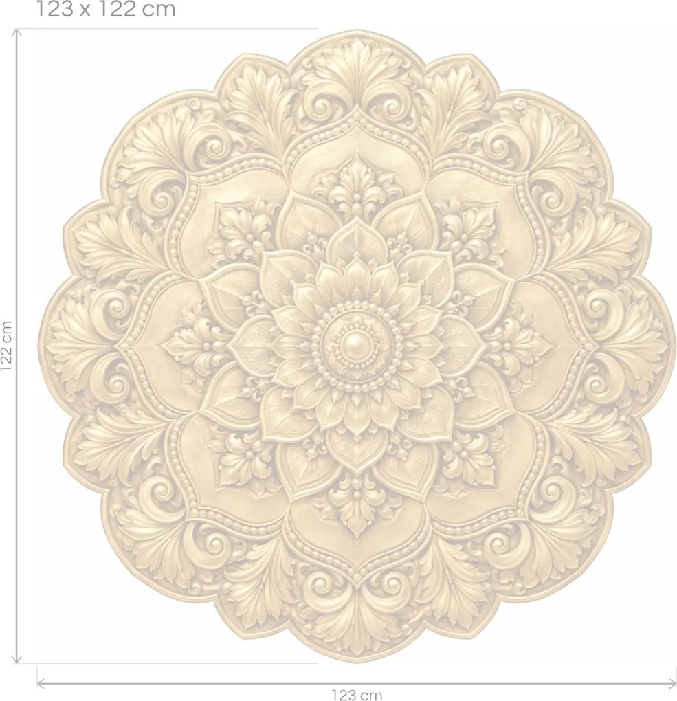 Zlatá baroková mandala honosná textilná prelepiteľná nálepka na stenu arch 46 x 46 cm