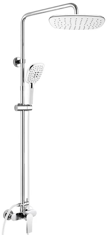 Mereo Mereo, Sprchová batéria s hlavovou hranatou sprchou, biela, MER-CBE60104SJD