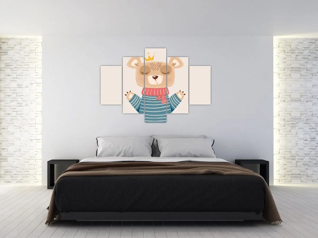 Obraz - Béžový medvedík s korunkou (150x105 cm)