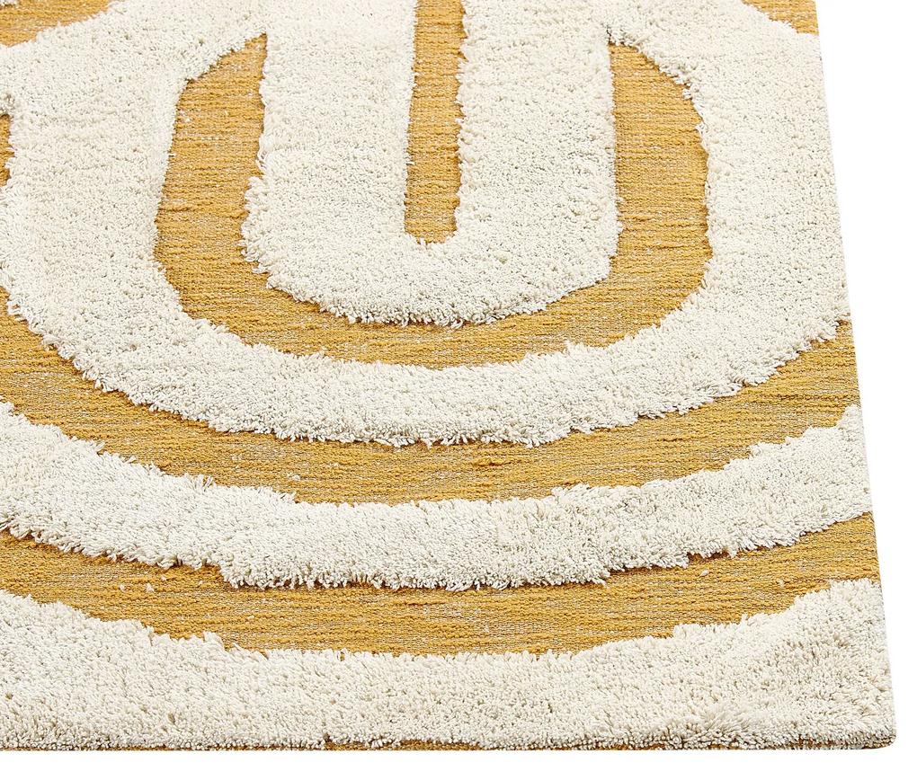 Bavlnený koberec 160 x 230 cm krémová biela a žltá PERAI Beliani
