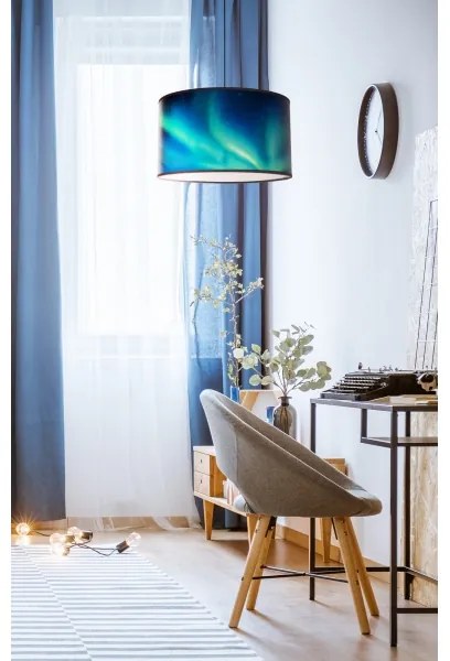 Duolla - Luster na lanku PRINT M 1xE27/40W/230V pr. 35 cm tyrkysová