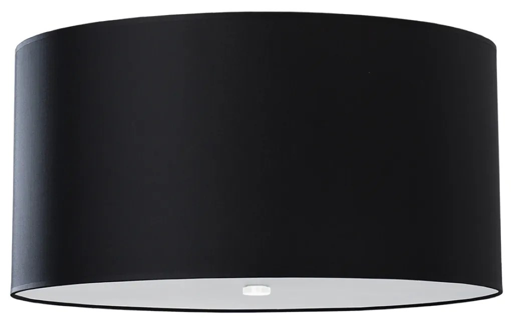 Stropné svietidlo Otto, 1x čierne textilné tienidlo, (biele sklo), (fi 50 cm)