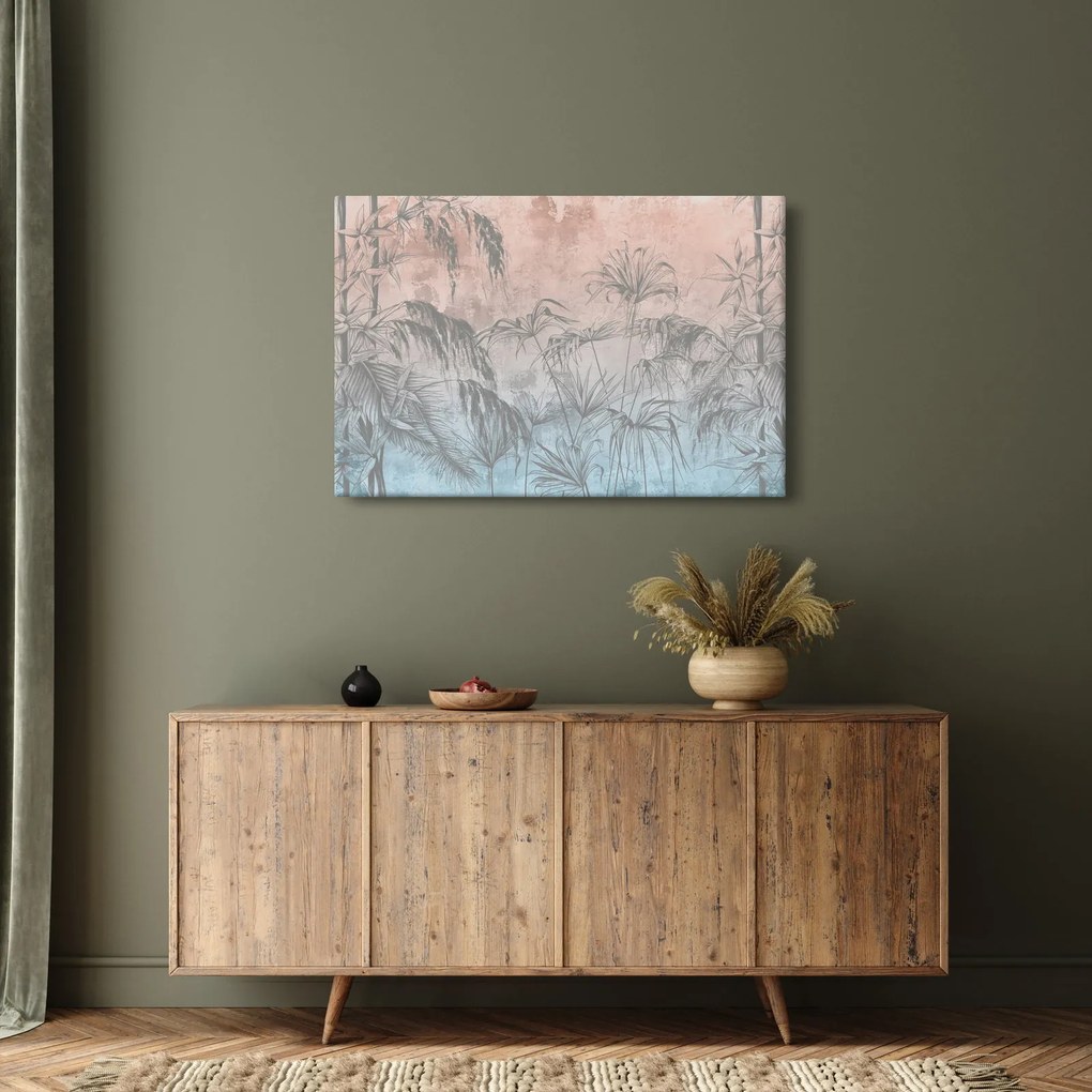 Obraz - Tropické rastliny na stene (90x60 cm)