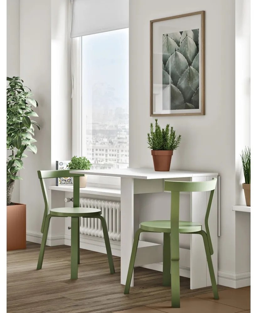 Rozkladací jedálenský stôl s bielou doskou 76x28 cm Papillon – TemaHome