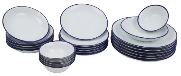 Jedálenská súprava 24 ks biela/modrá/porcelán