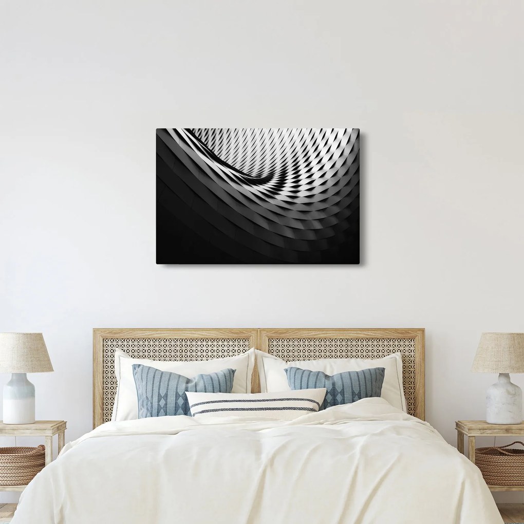 Abstraktný obraz - čiernobiela špirála (90x60 cm)