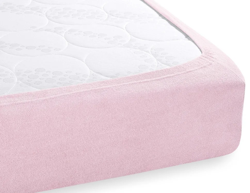 Froté napínacie prestieradlo na extra vysoký matrac FR-032 Púdrovo ružová 140 x 200 - výška 40 cm