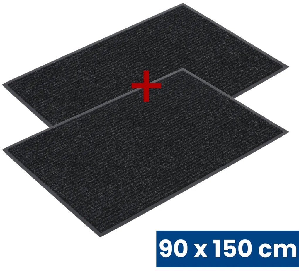 Odolná vstupná kobercová rohož s PVC 1+1 ZADARMO, 90 x 150 cm, čierna