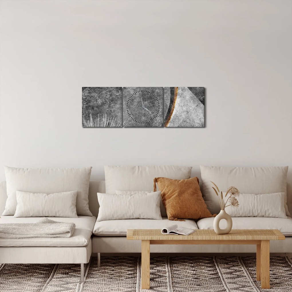 Obraz - Abstrakcia v betóne (s hodinami) (90x30 cm)