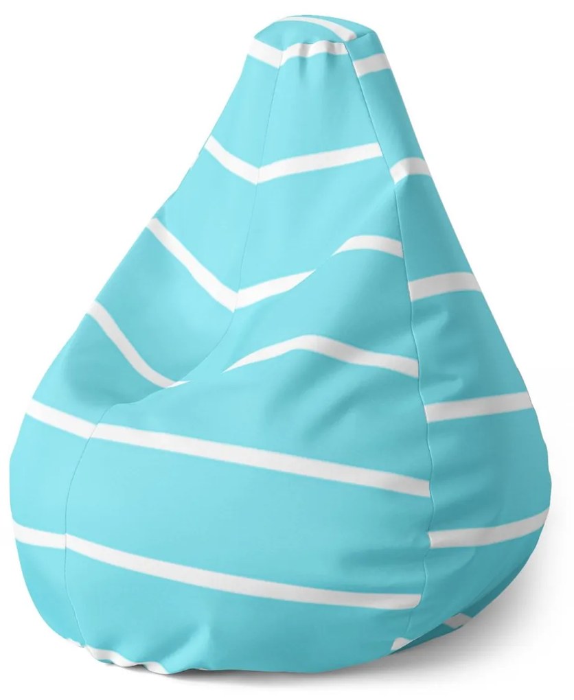 Sablio Sedací vak Pear Biele pruhy na modrej - 140 x 100 x 25 cm