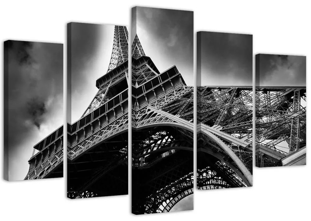 Gario Obraz na plátne Eiffelova veža v oblakoch - 5 dielny Rozmery: 100 x 70 cm