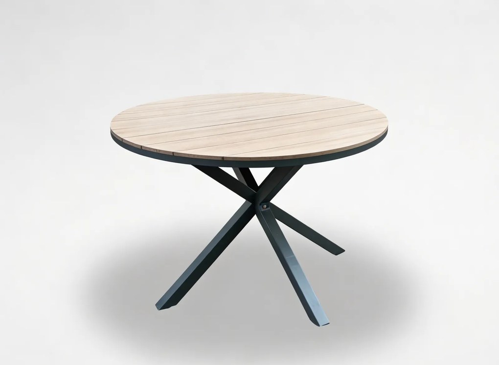 Kruhový hliníkový stôl s doskou z polywoodu 111,5 x 73 cm tmavošedý