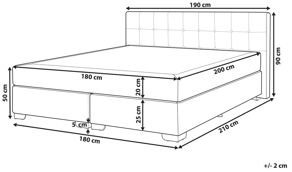 Čalúnená posteľ 180 x 200 cm tmavosivá ADMIRAL Beliani