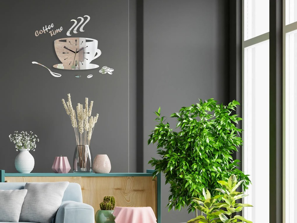 Nástěnné hodiny Coffe 33 cm zrcadlové