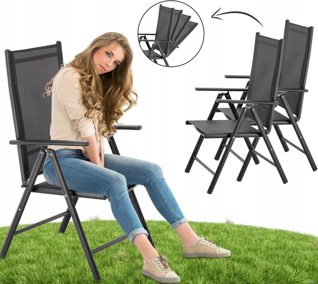 CH Polohovateľná záhradná hliníková stolička Glam II - tmavosivá