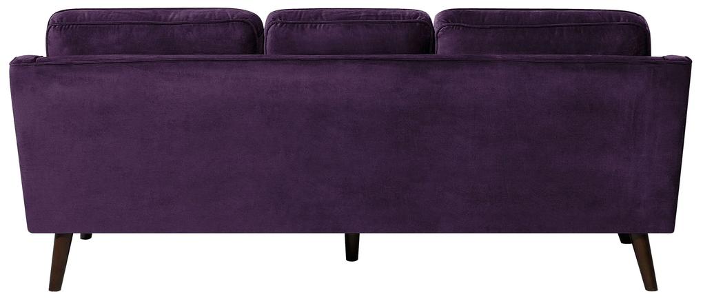 Elegantná fialová čalúnená pohovka pre 3 LOKKA Beliani