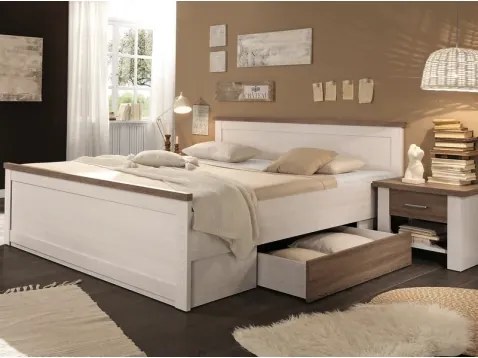 Posteľ s nočnými stolíkmi Luca 180x200 cm, bielená pínia%