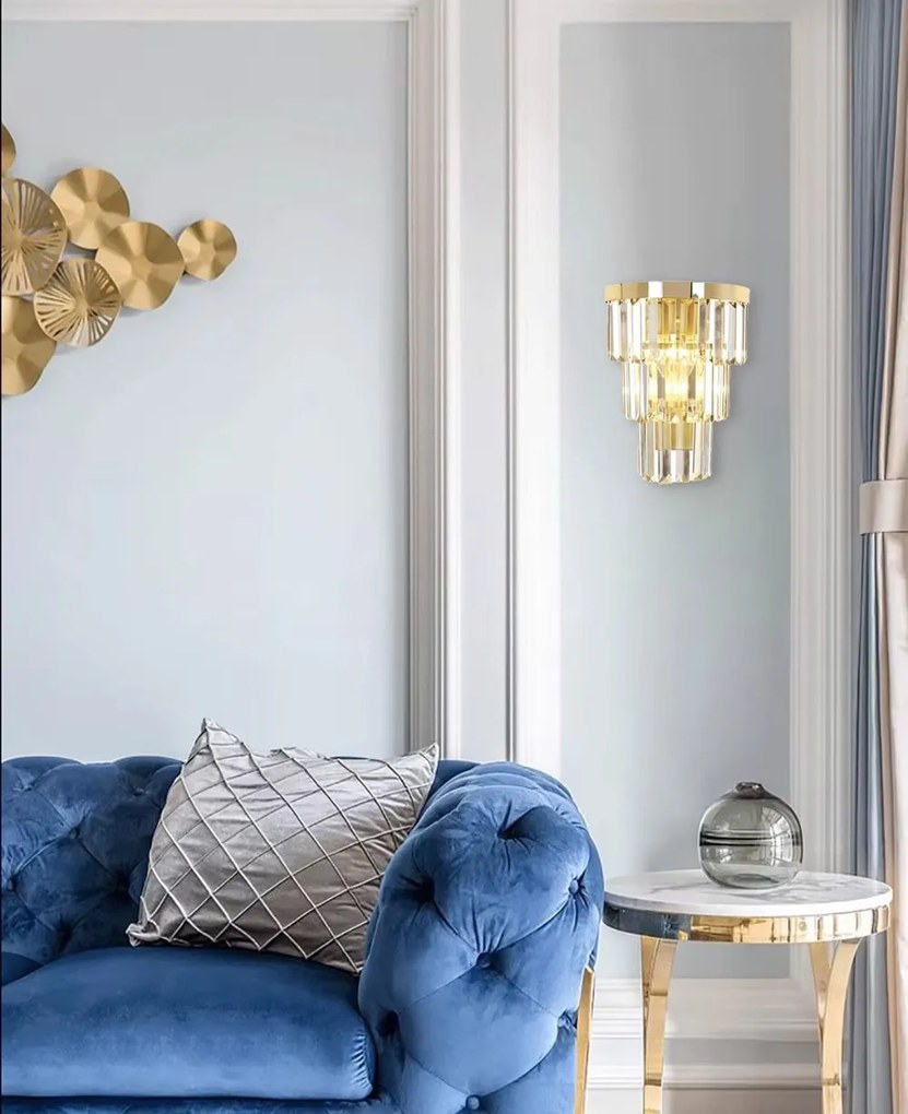 Toolight Toolight, krištáľové nástenné svietidlo, 1xE14, APP1535-1W, zlatá, OSW-06163