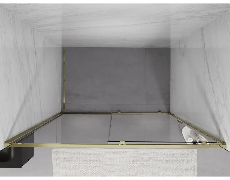 Mexen Exo, posuvné sprchové dvere 130 cm, číre sklo, zlatá, 8151-130-000-50-00