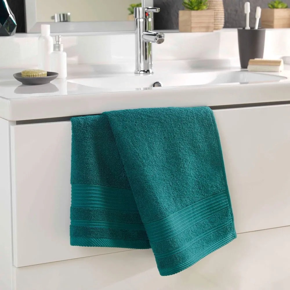 Tmavozelený froté bavlnený uterák 50x90 cm Tendresse – douceur d'intérieur