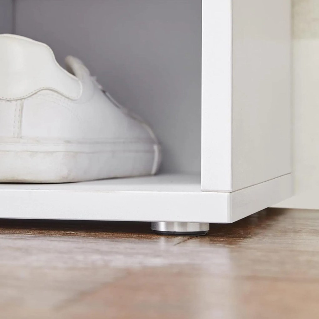 Lavica na topánky s 15 priehradkami, biela a sivá