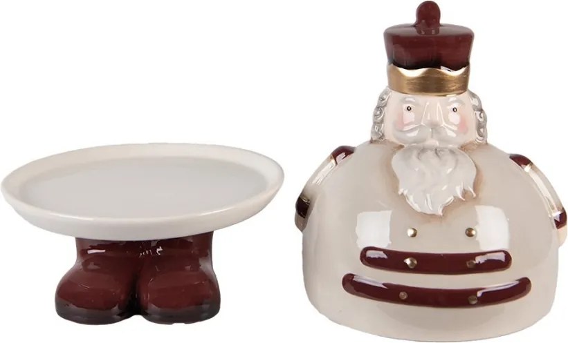 Béžový keramický podnos s poklopom Luskáčik ChrisMs - Ø 17*25 cm
