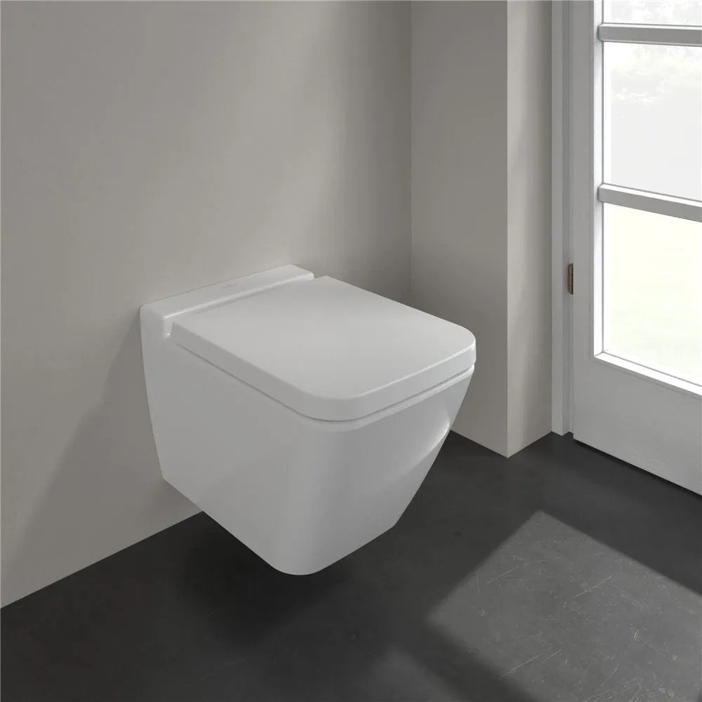 VILLEROY &amp; BOCH Finion závesné WC s hlbokým splachovaním bez vnútorného okraja, 375 x 560 mm, biela alpská, s povrchom CeramicPlus, 4664R0R1