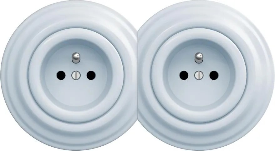 Kliklap - Dvojitá retro domová zásuvka s rámčekom 230V modrá