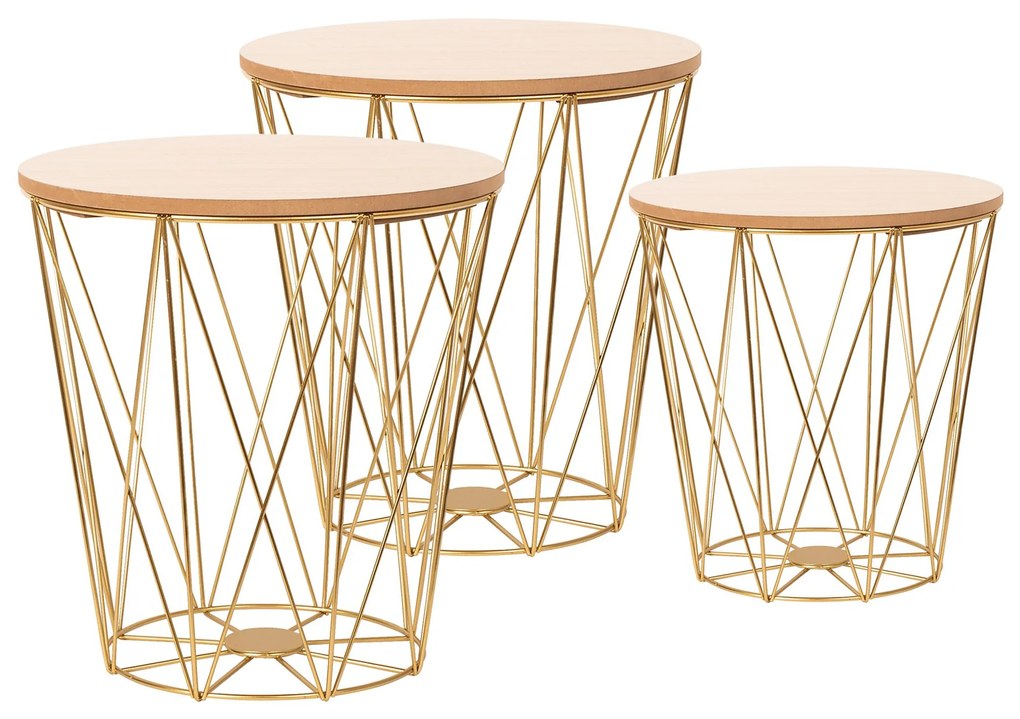 Tutumi Tutumi, set troch okrúhlych kávových stolíkov 3ks SG94-929, zlatá, KRZ-08784
