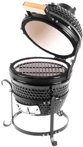 ST Záhradný keramický gril kamado vajíčko na drevené uhlie 27cm čierny