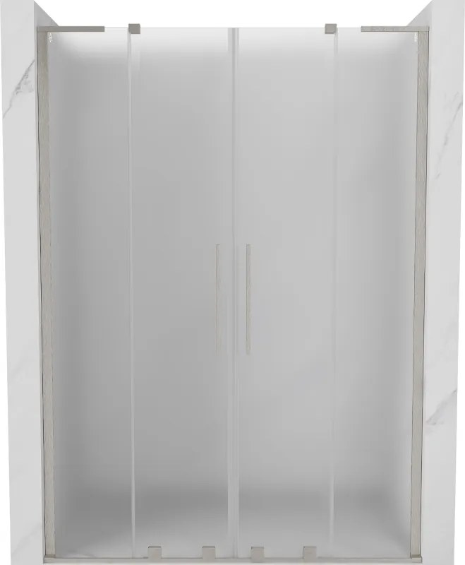 Mexen Velar L Duo, posuvné sprchové dvere do otvoru 150 cm, 8mm sklo námraza, brúsená oceľ, 871-150-003-32-97
