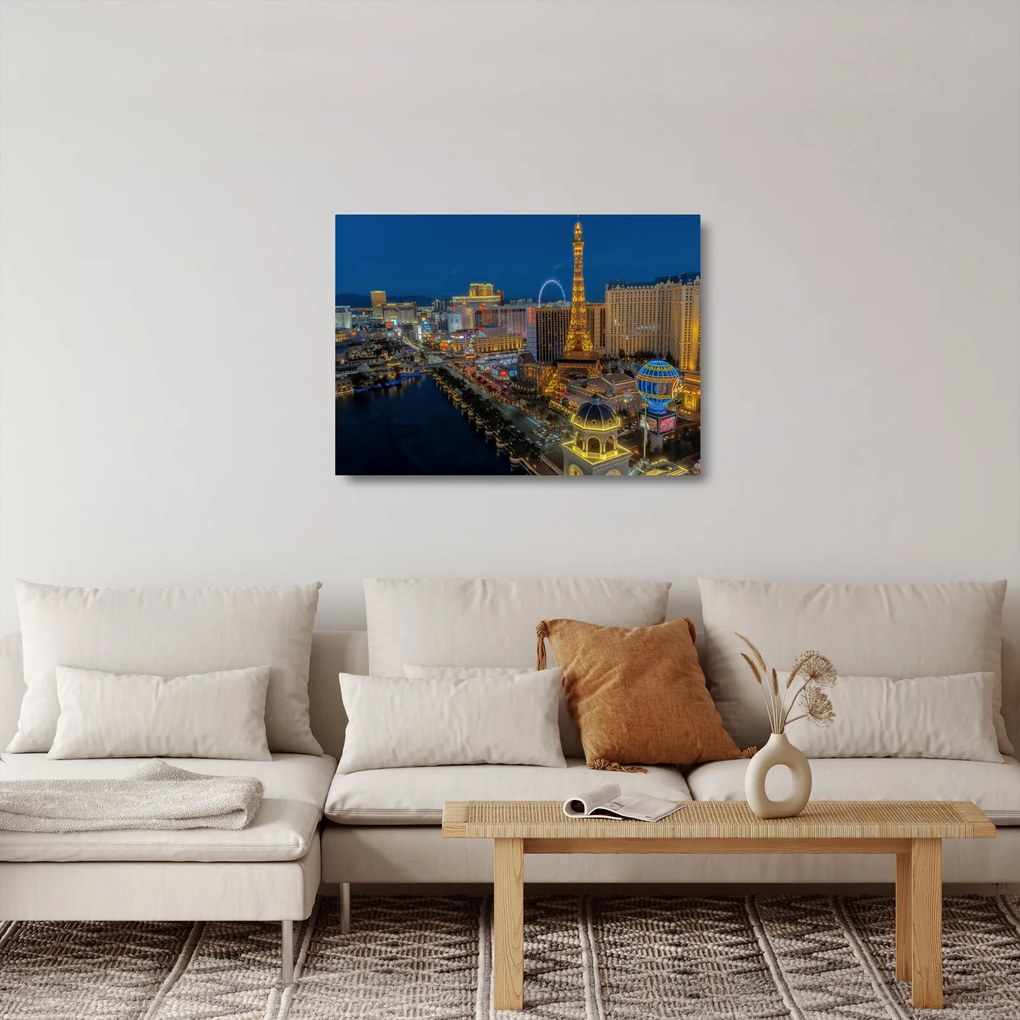 Sklenený obraz nočného Las Vegas (70x50 cm)