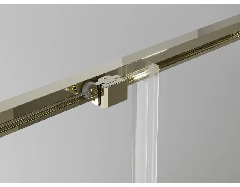 Mexen Exo, posuvný štvorcový sprchový kút 90 x 90 cm, číre sklo, zlatá, 8111-090-090-50-00