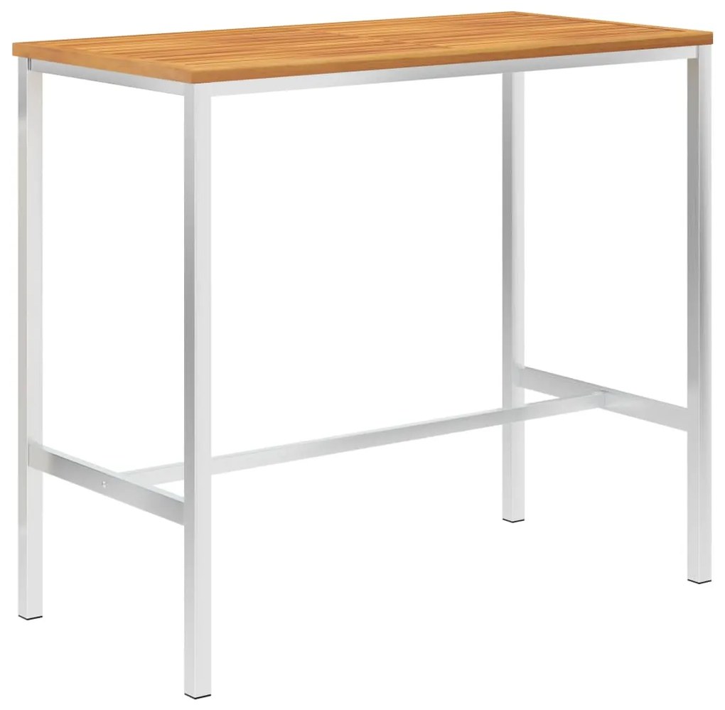 vidaXL Barový stôl 120x60x105 cm akáciový masív a nehrdzavejúca oceľ