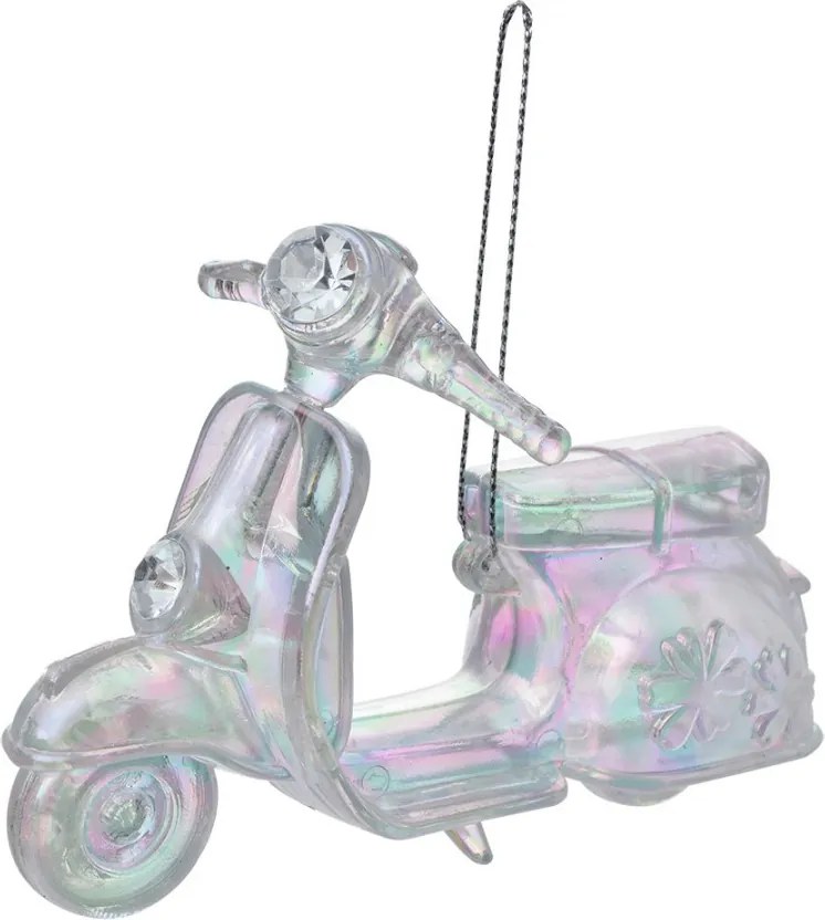 Strieborná vianočná ozdoba skúter - 12*4*8 cm