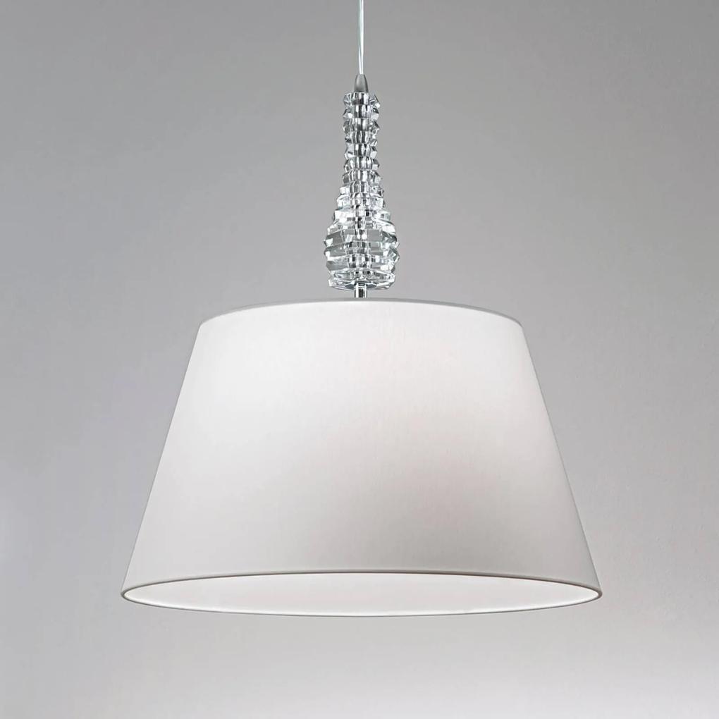 Široká závesná lampa Crystal biela