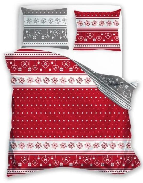 Bavlnené posteľné vianočné obliečky s nádhernou červenou potlačou
