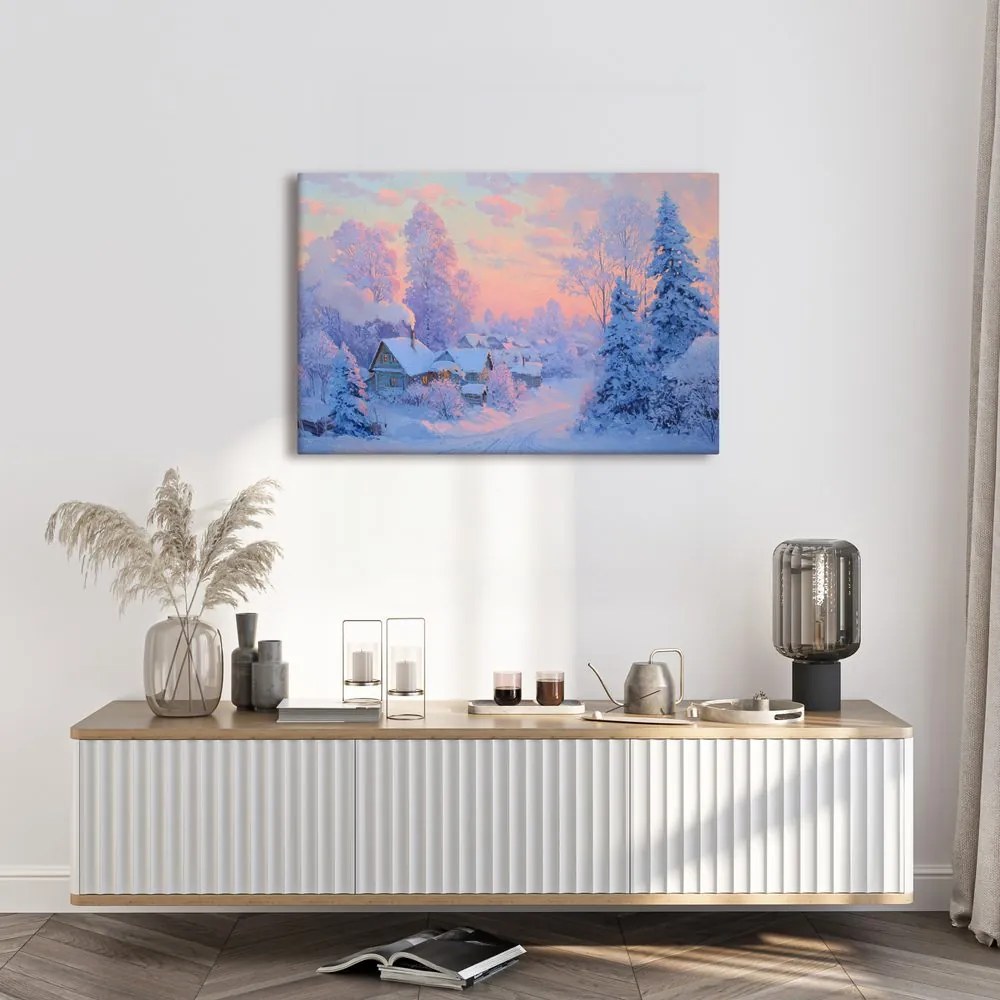 Obraz vianočná dedinka za súmraku