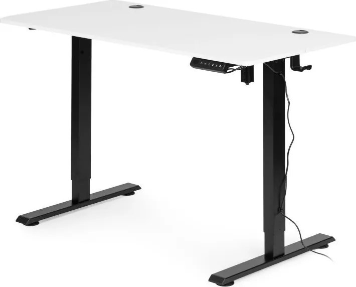 Elektrický nastaviteľný stôl 120 x 60 cm, nastaviteľná výška 72-117 cm, biely