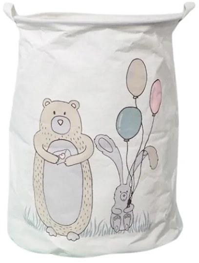 Kôš na hračky a bielizeň s potlačou BEAR 35x45 cm, biely