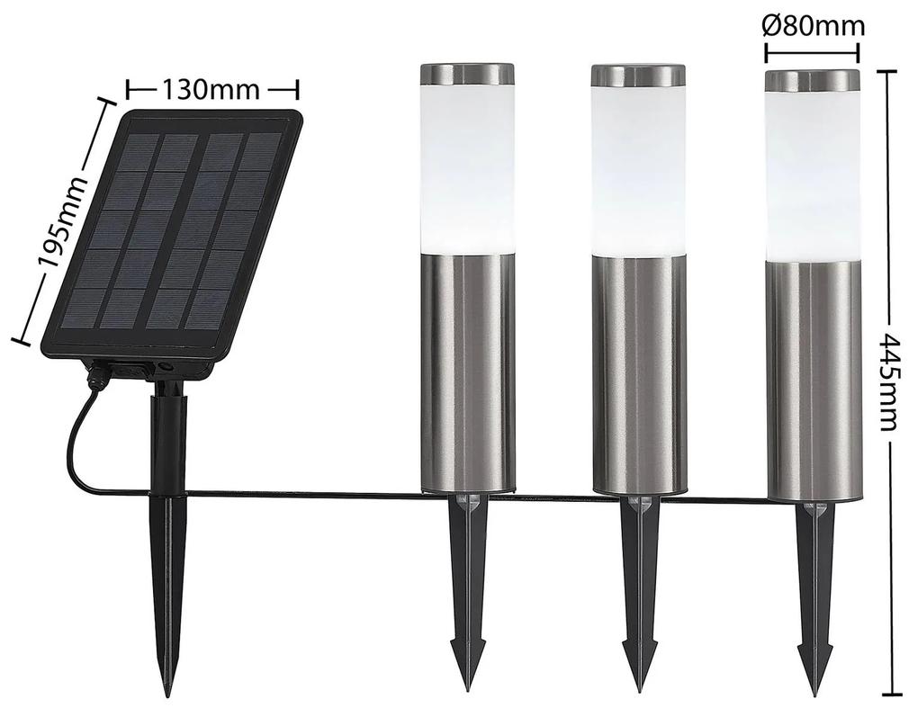 Lindby Lexiane solárne LED lampy súprava 3 ks oceľ