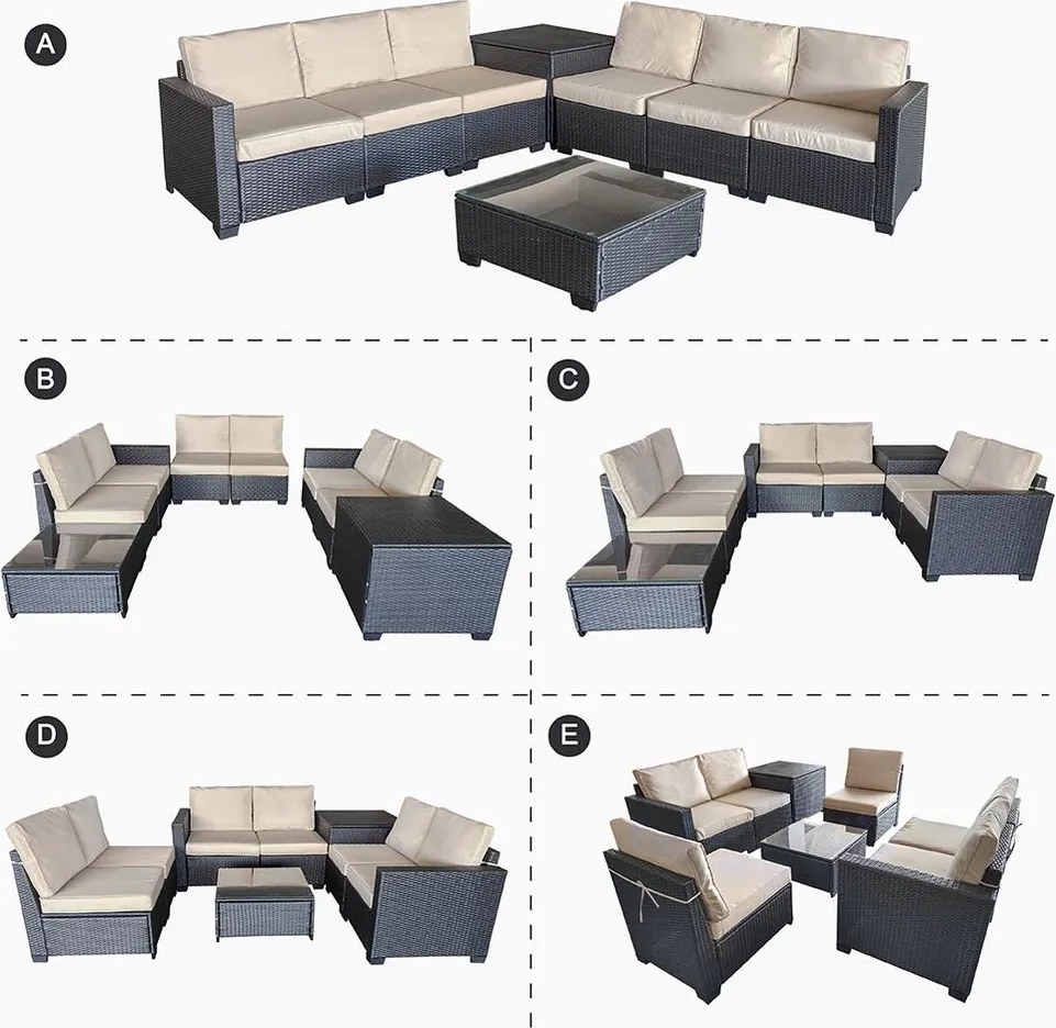 Veľká záhradná sedacia súprava s boxom na podušky Avenberg ENCANTA
