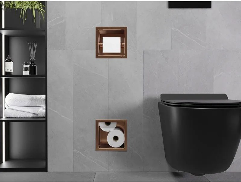 Mexen X-Wall-BP, zapustený držiak na toaletný papier so zásobníkom, medená matná - 19C4