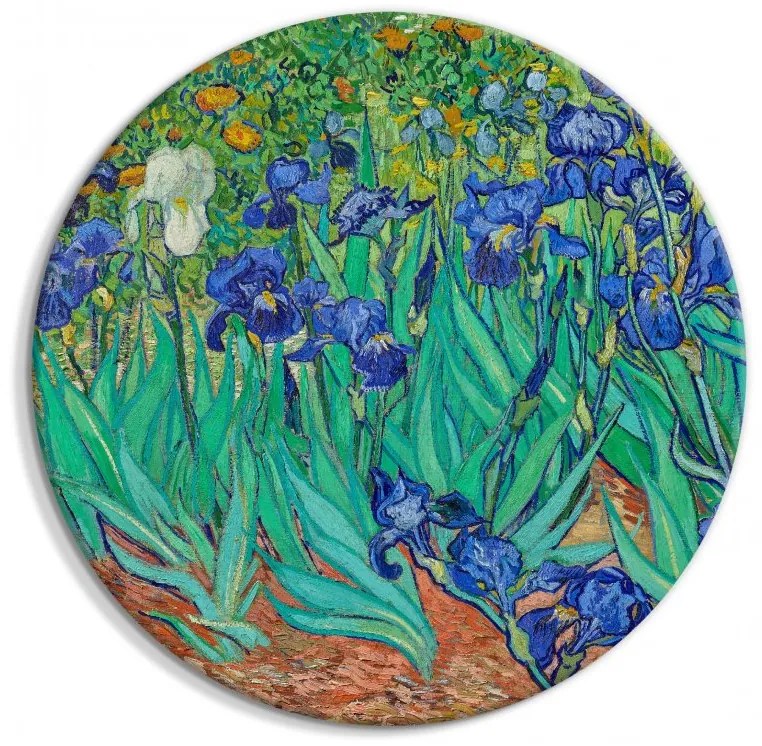 Artgeist Okrúhlý obraz - Irises by Vincent Van Gogh - Blue Flowers in the Meadow Veľkosť: 60x60