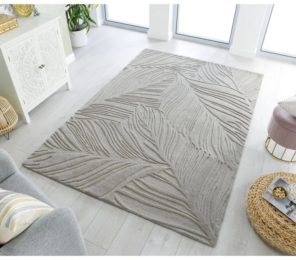 Flair Rugs, Kusový koberec Solace Lino Leaf Grey, 200x290, šedá, obývacia izba